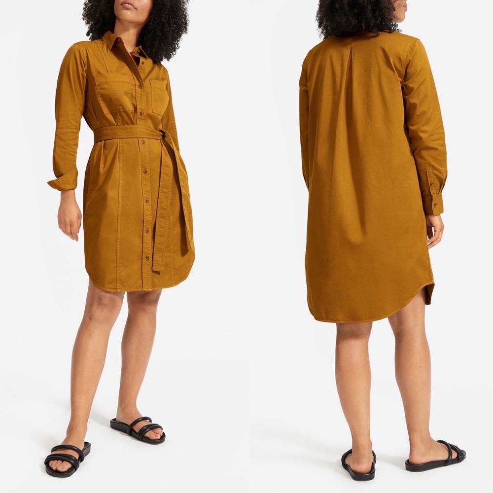 Everlane Modern Utility Shirt Dress in Brass Sz 2